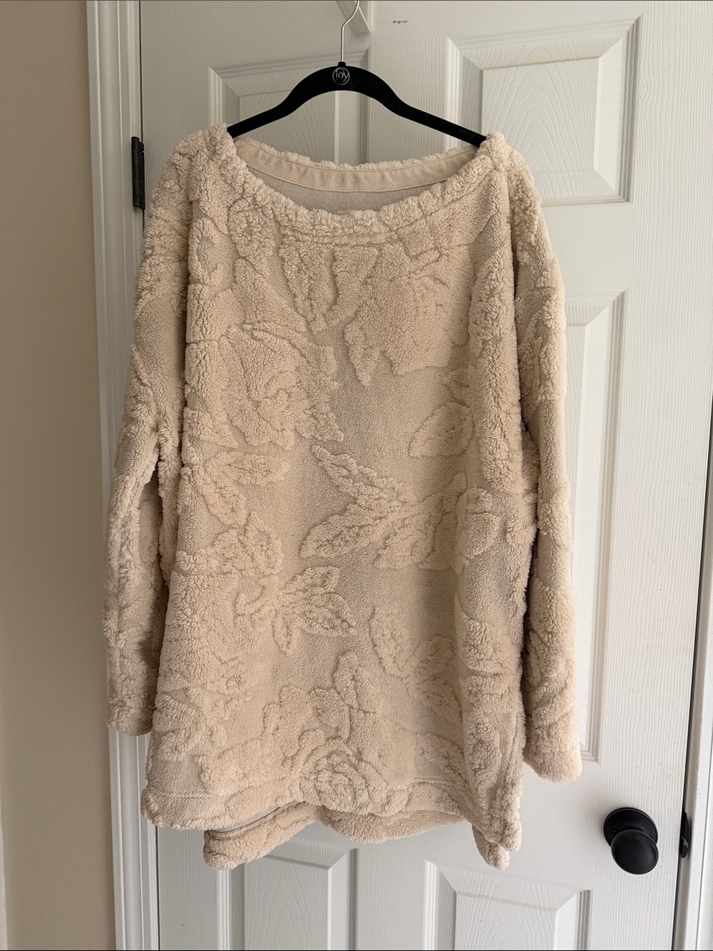 Free People Cream Floral Sherpa Pullover